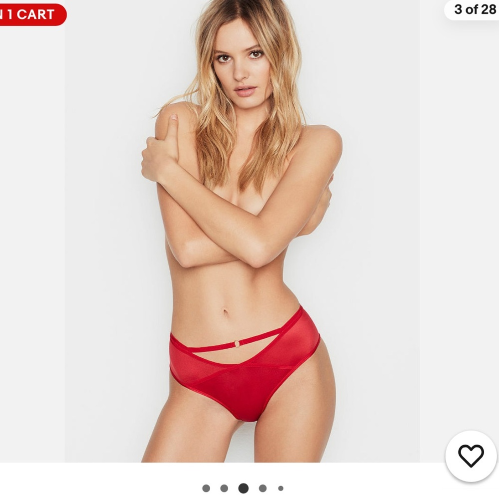 Victoria Secret Cheeky Cut Out  Red Panties 2 XS NWOT